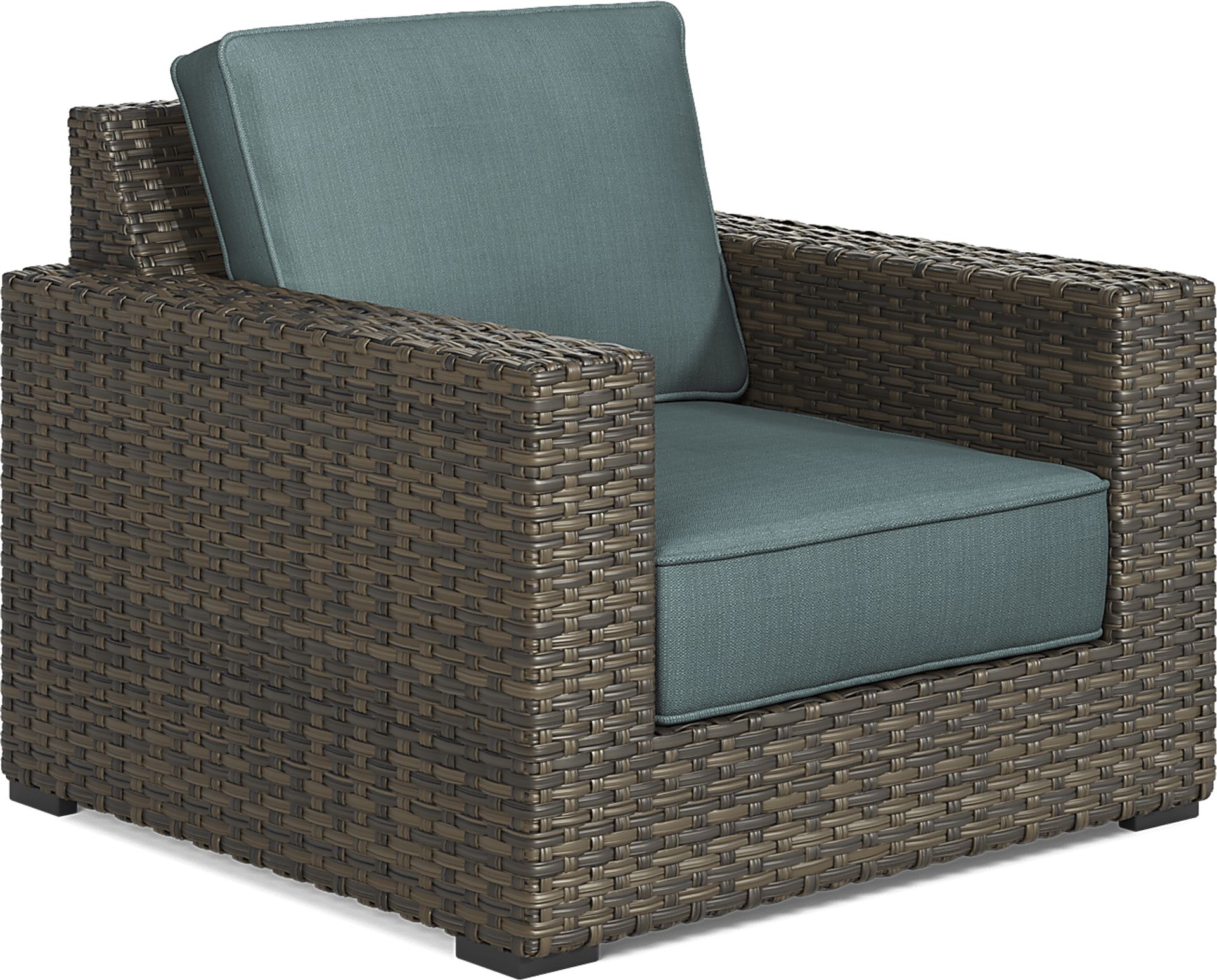 Rialto Brown Outdoor Chair with Aqua Cushions - Image 1