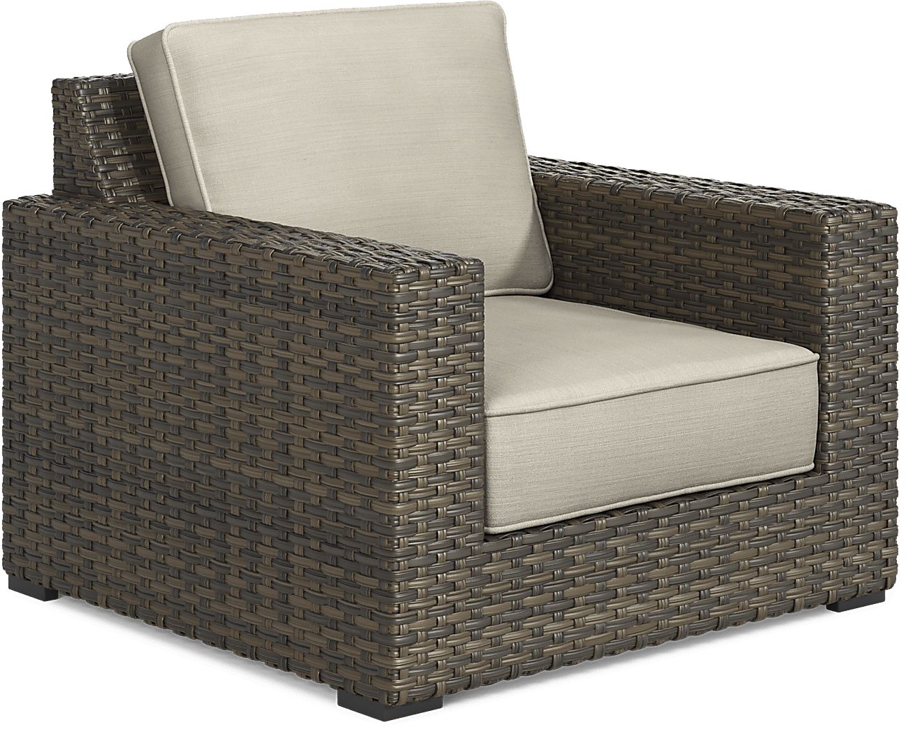 Rialto Brown Outdoor Chair with Putty Cushions Rooms To Go