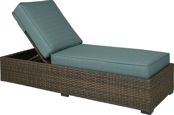 Rialto Brown Outdoor Chaise with Aqua Cushions