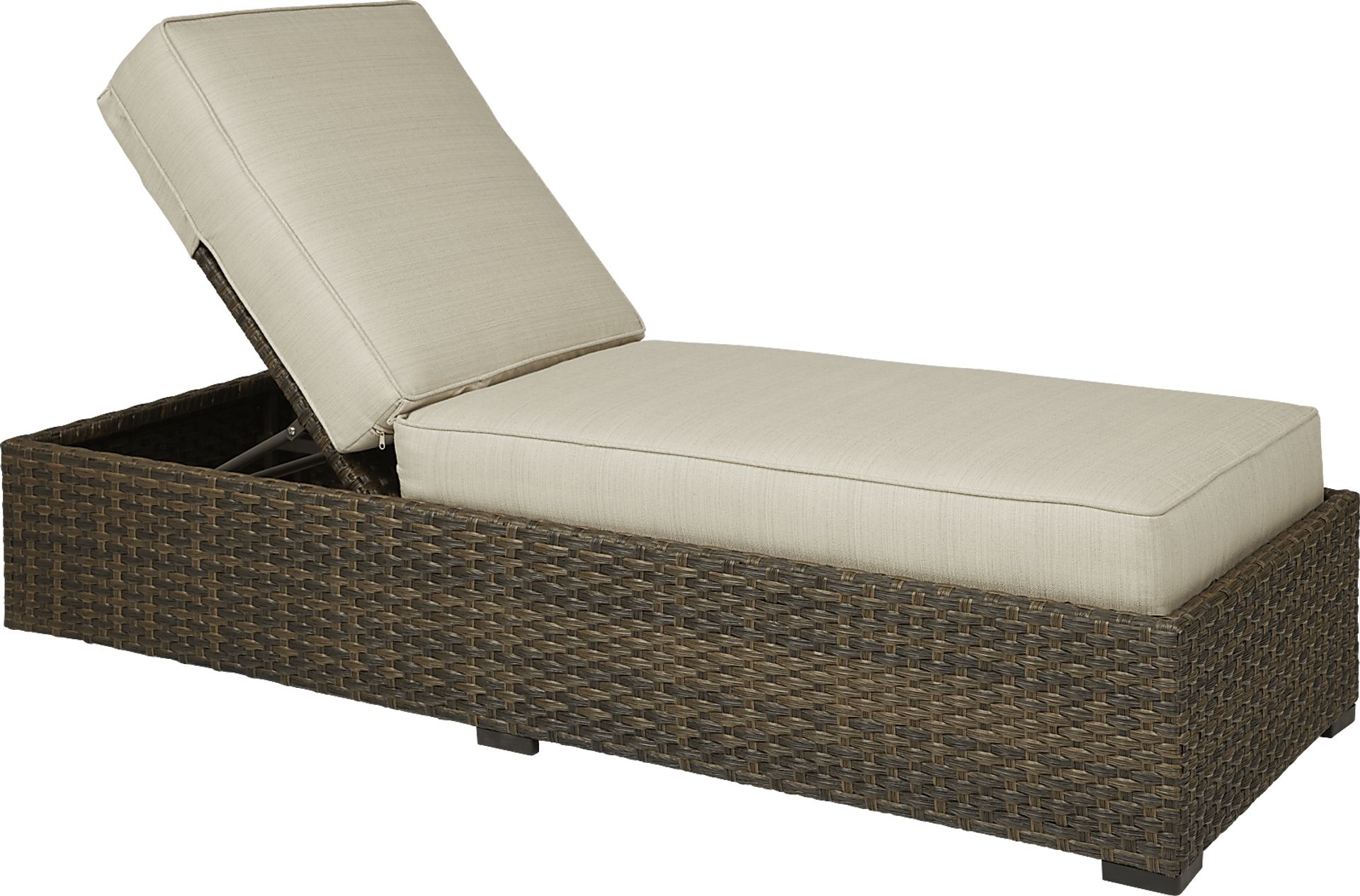 Rialto Brown Outdoor Chaise with Putty Cushions - Image 1