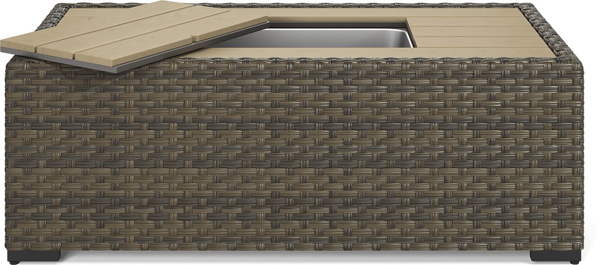 Rialto Brown Outdoor Cooler Cocktail Table Rooms To Go