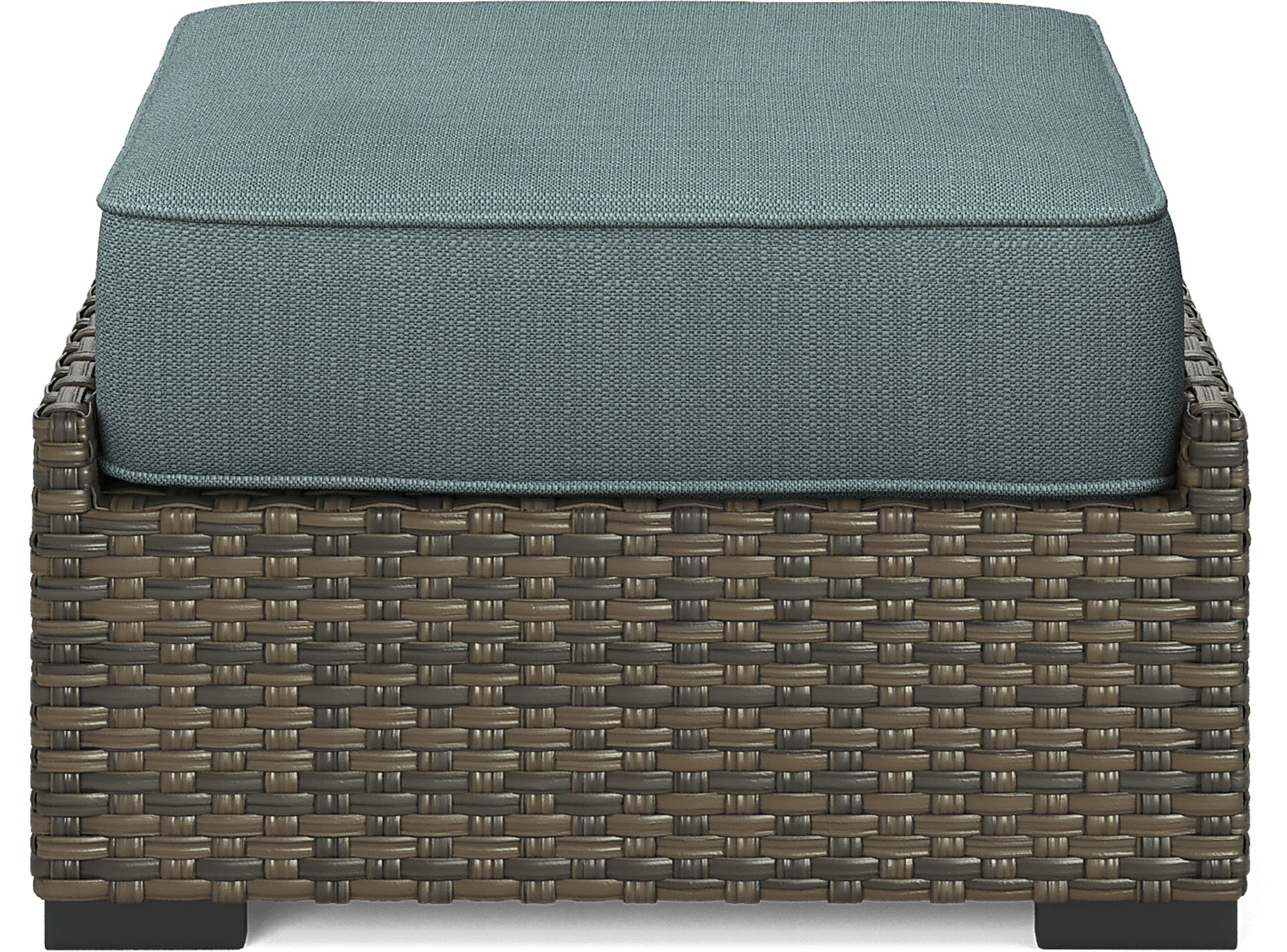 Rialto Brown Outdoor Ottoman with Aqua Cushion - Image 1