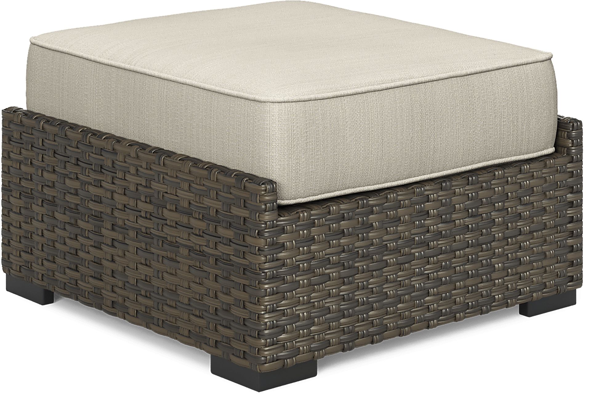 Rialto Brown Outdoor Ottoman with Putty Cushion - Image 1