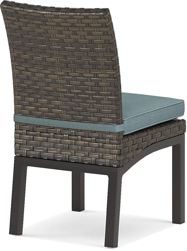 Rialto Brown Outdoor Side Chair with Aqua Cushion - Thumbnail - Image 3