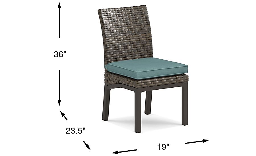 Rialto Brown Outdoor Side Chair with Aqua Cushion Rooms To Go