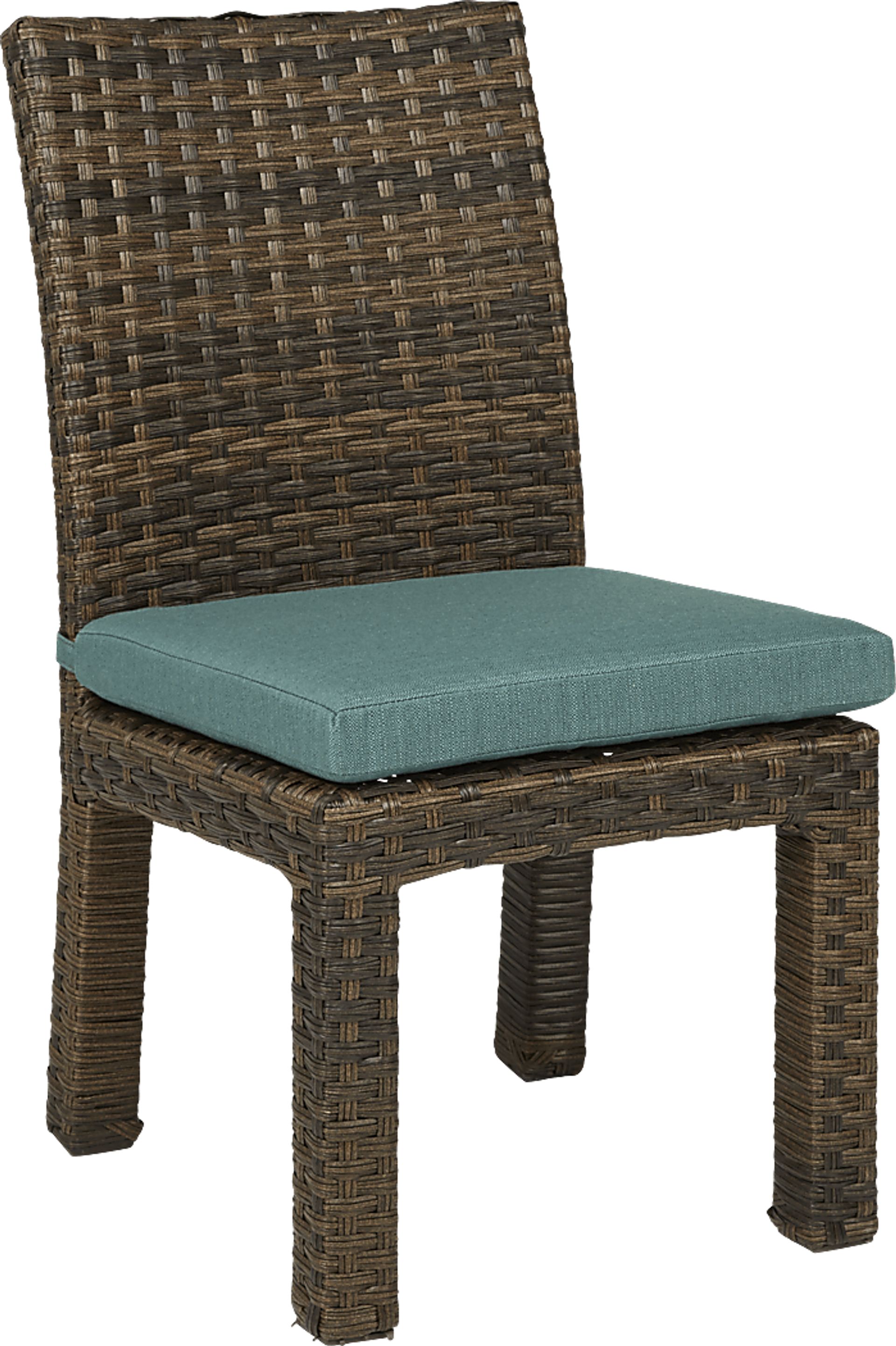 Rialto Brown 5 Pc 72 in. Rectangle Outdoor Dining Set with Aqua Cushions - Image 3