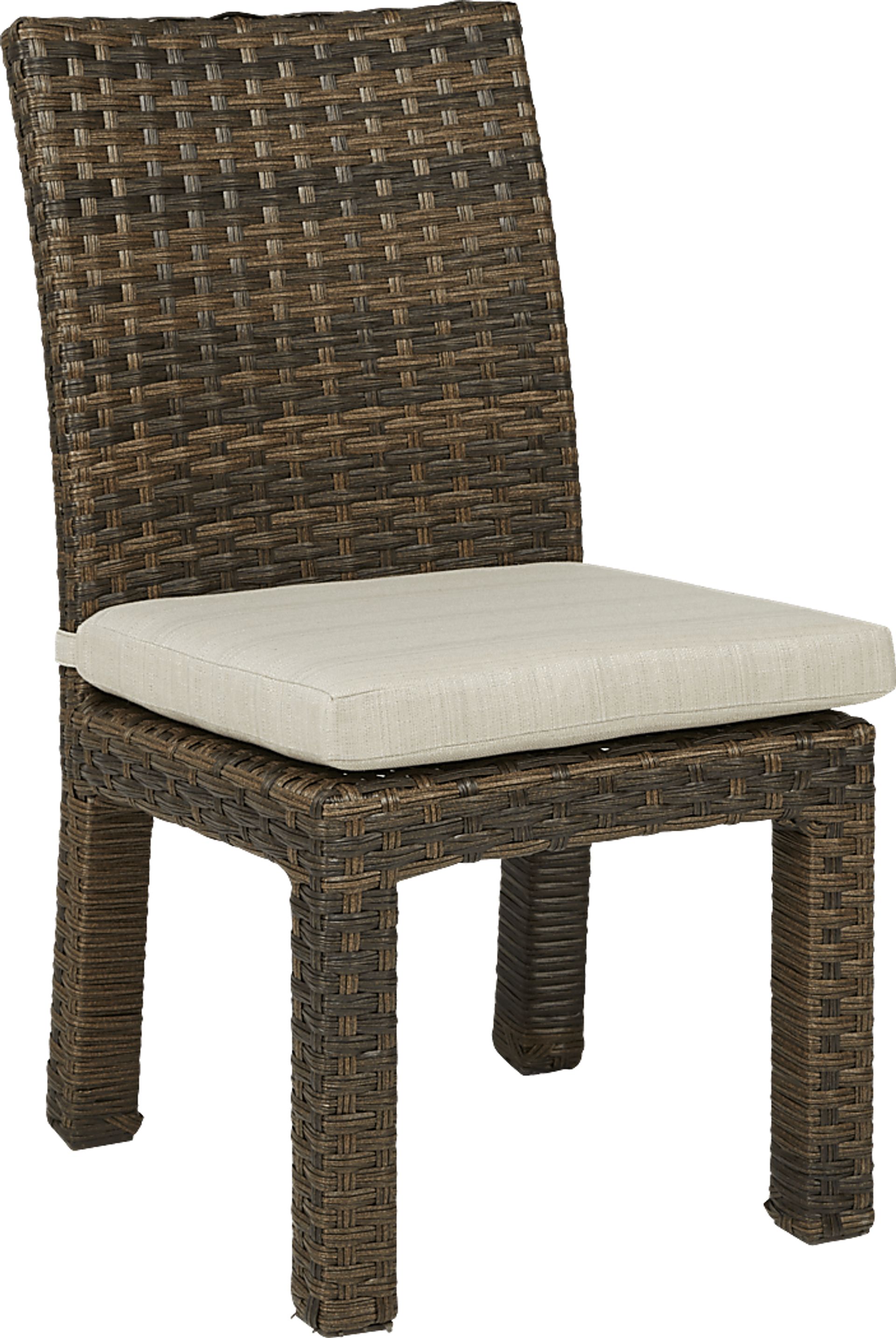 Rialto Brown Outdoor Side Chair with Putty Cushion - Image 1