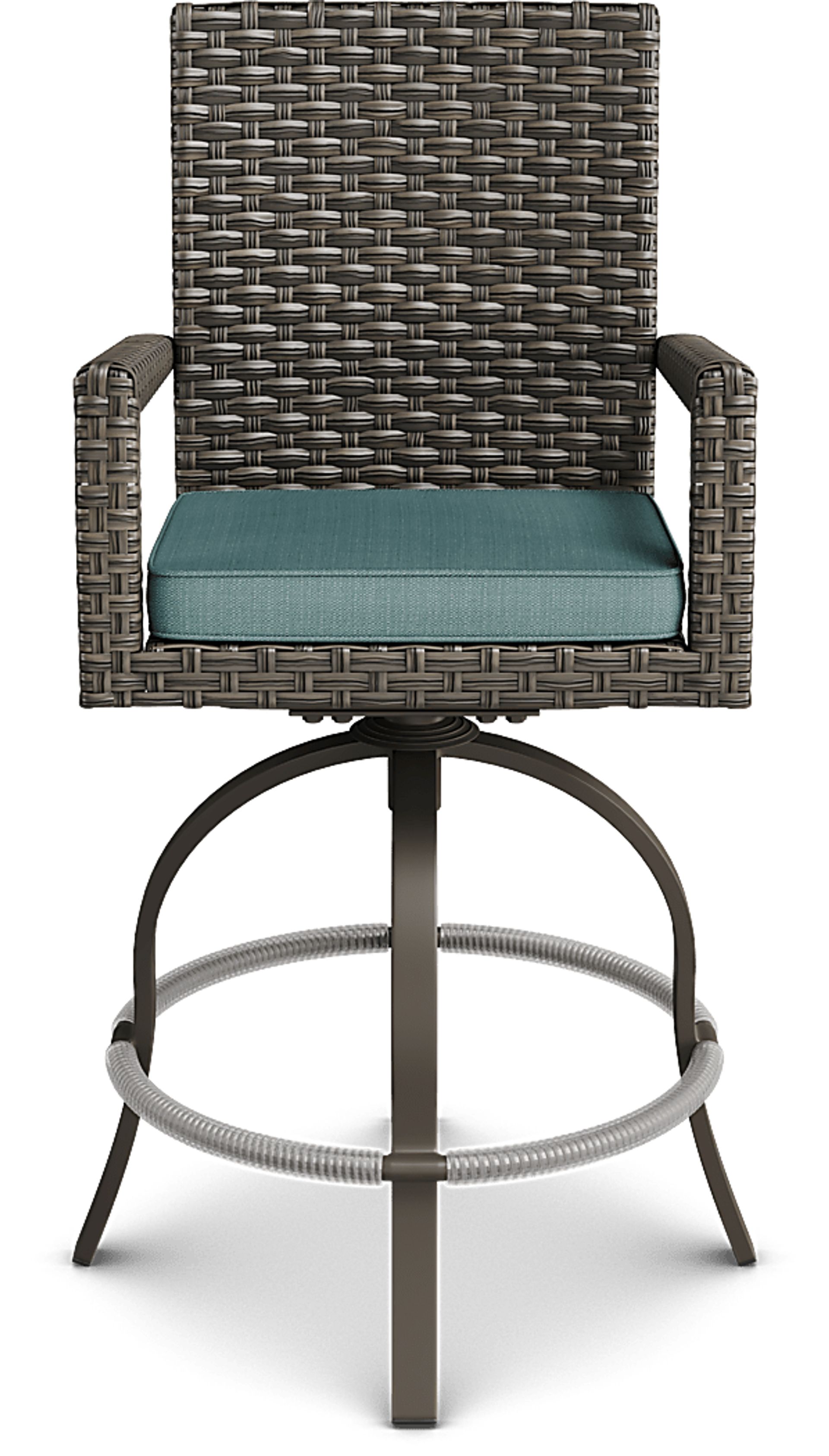 Rialto Brown 5 Pc Square Outdoor Bar Height Dining Set with Aqua Cushions - Image 8