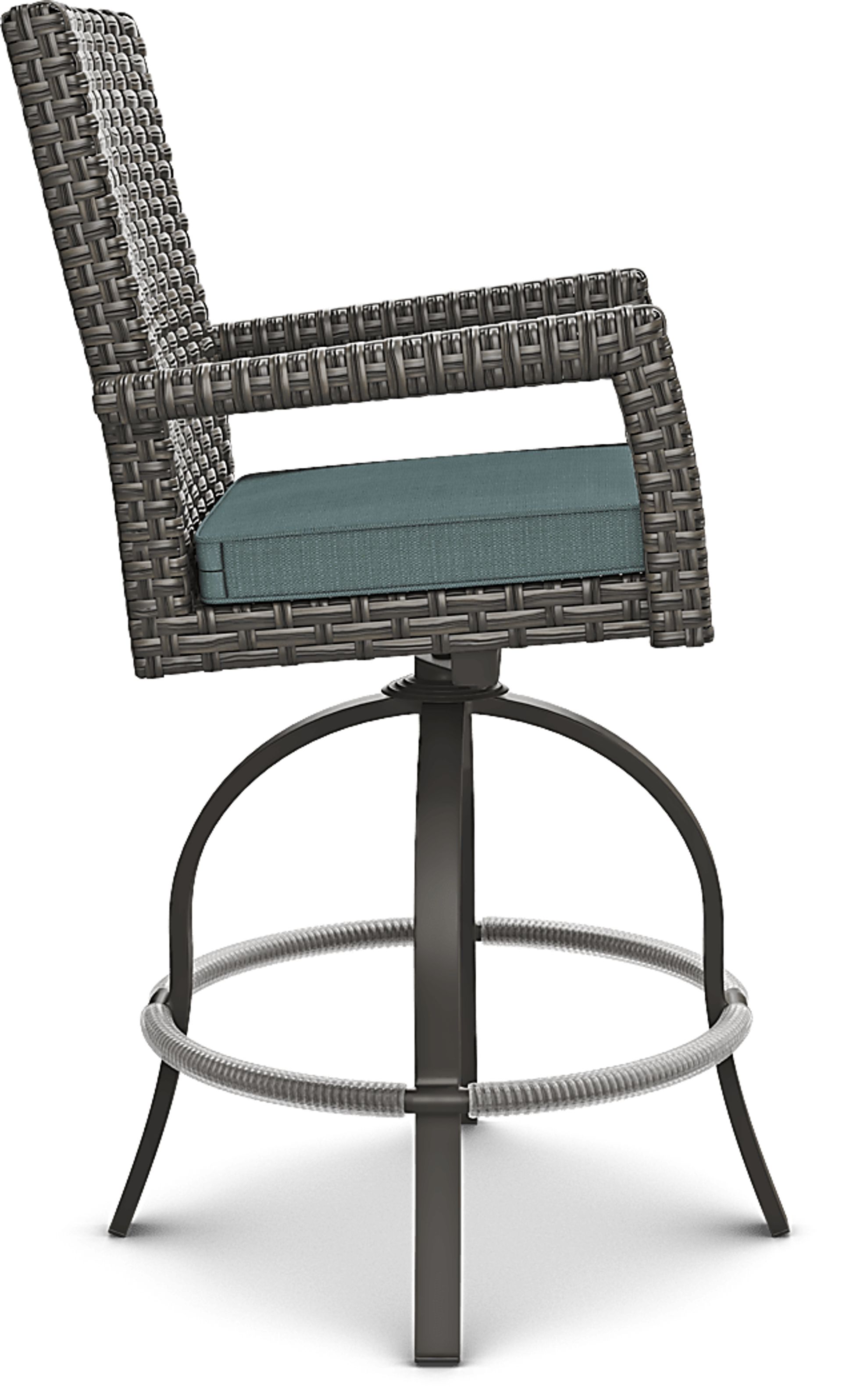 Rialto Brown 5 Pc Square Outdoor Bar Height Dining Set with Aqua Cushions - Image 9