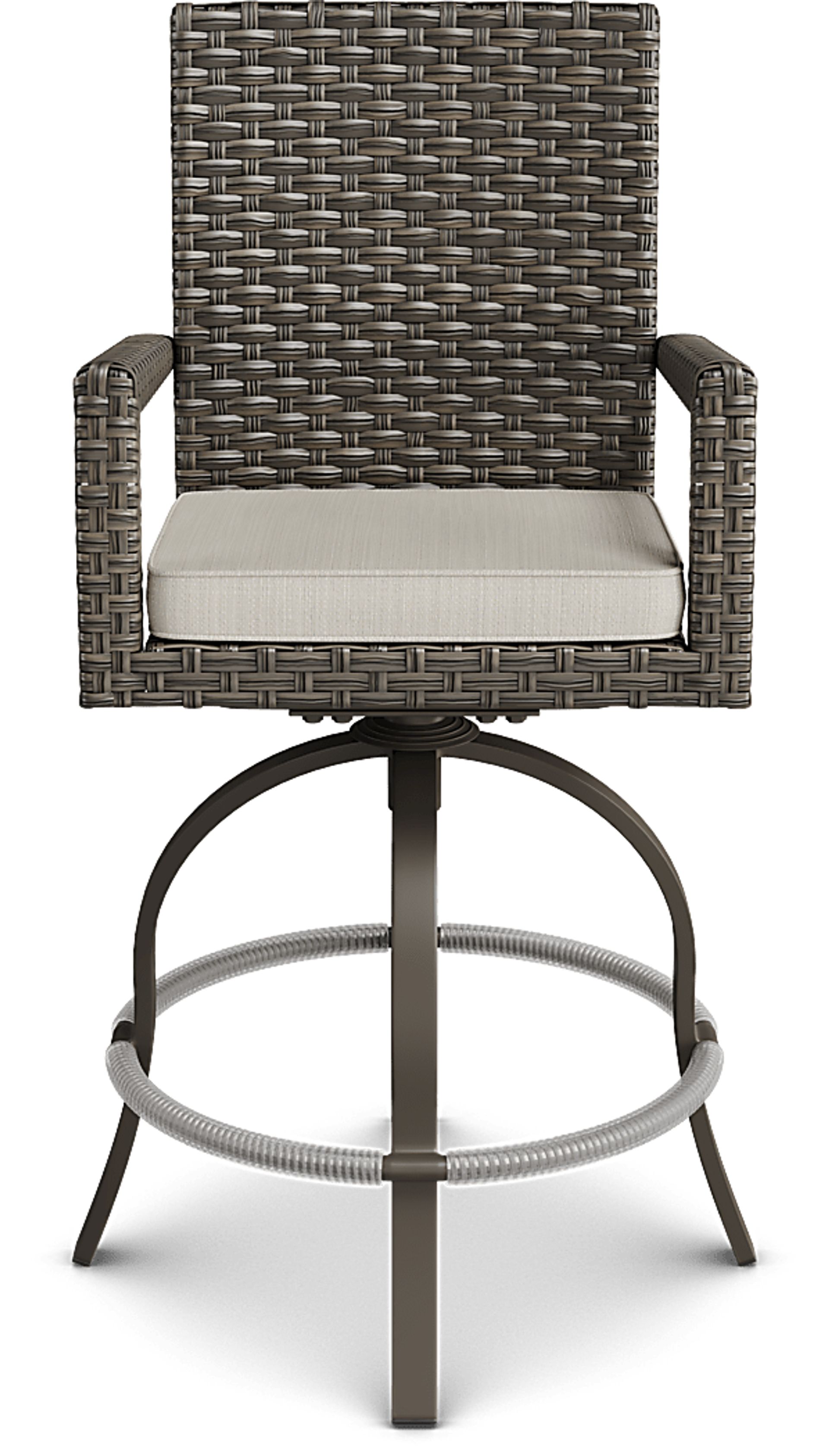 Rialto Brown 5 Pc Square Outdoor Bar Height Dining Set with Putty Cushions - Image 8