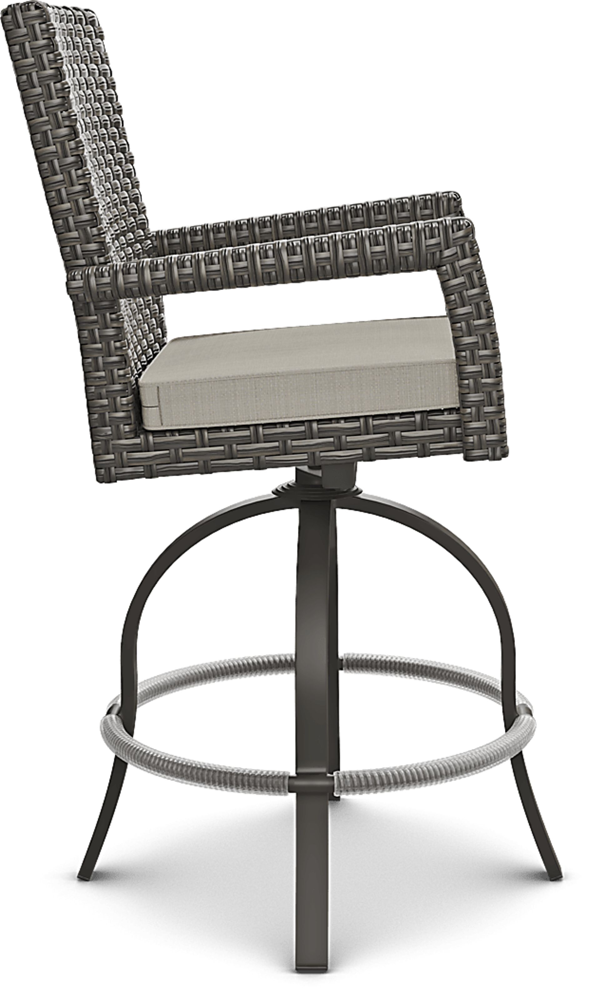 Rialto Brown 5 Pc Square Outdoor Bar Height Dining Set with Putty Cushions - Image 9