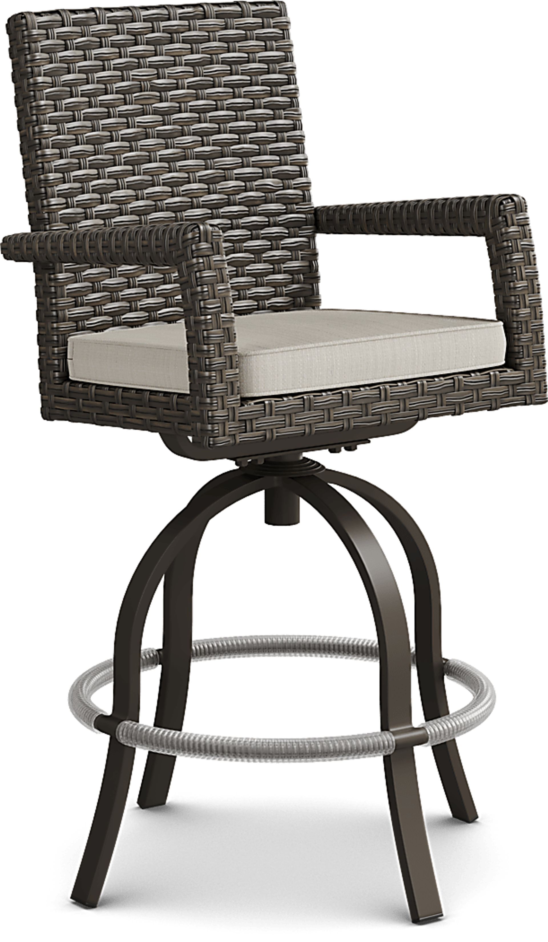 Rialto Brown 5 Pc Square Outdoor Bar Height Dining Set with Putty Cushions - Image 7