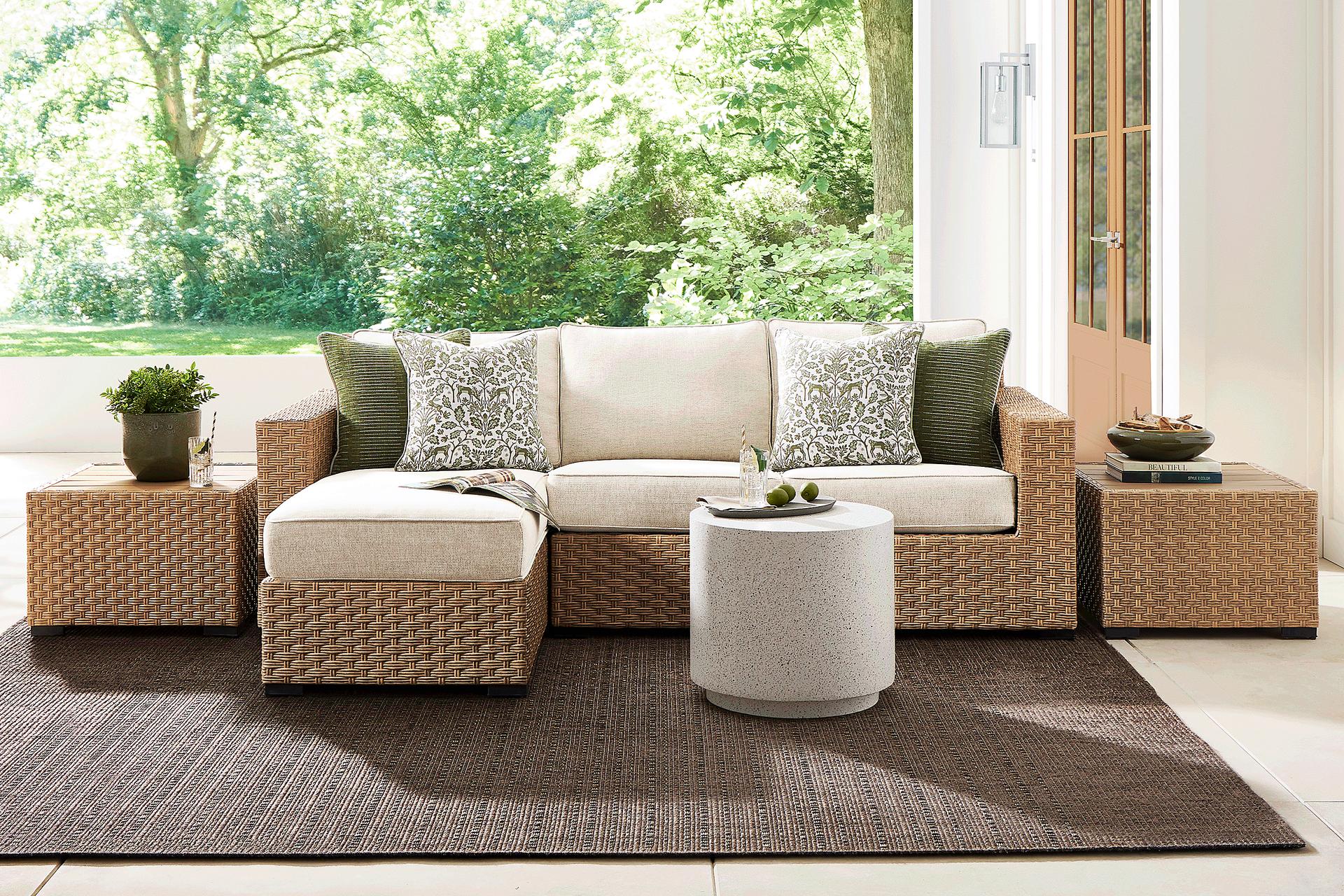 Rialto II Natural 2 Pc Outdoor Sectional with Sand Cushions
