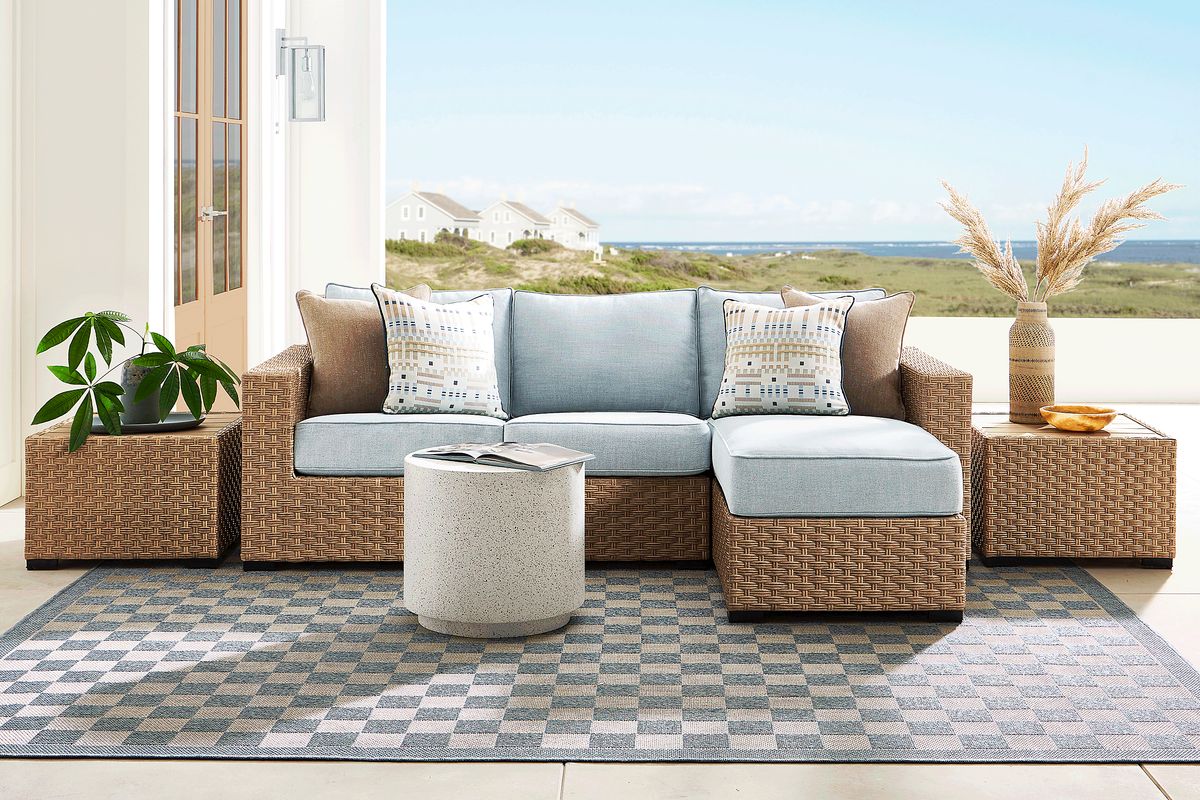 Rialto II Natural 2 Pc Outdoor Sectional with Sky Cushions