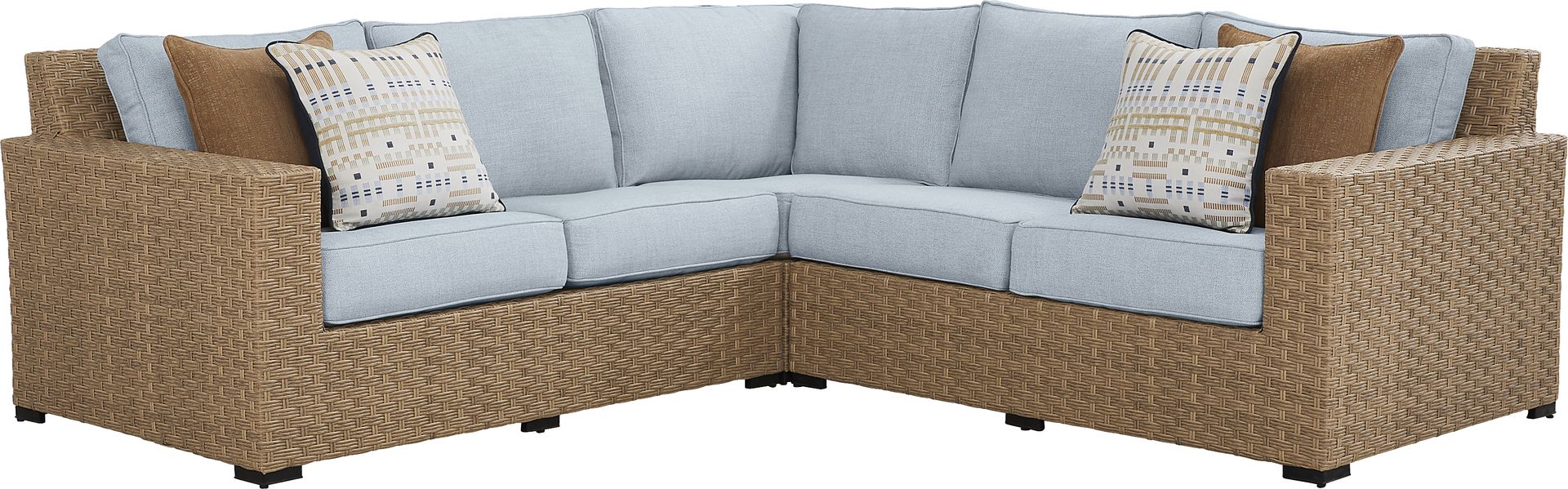 Rialto II Natural 3 Pc Outdoor Sectional with Sky Cushions - Image 1