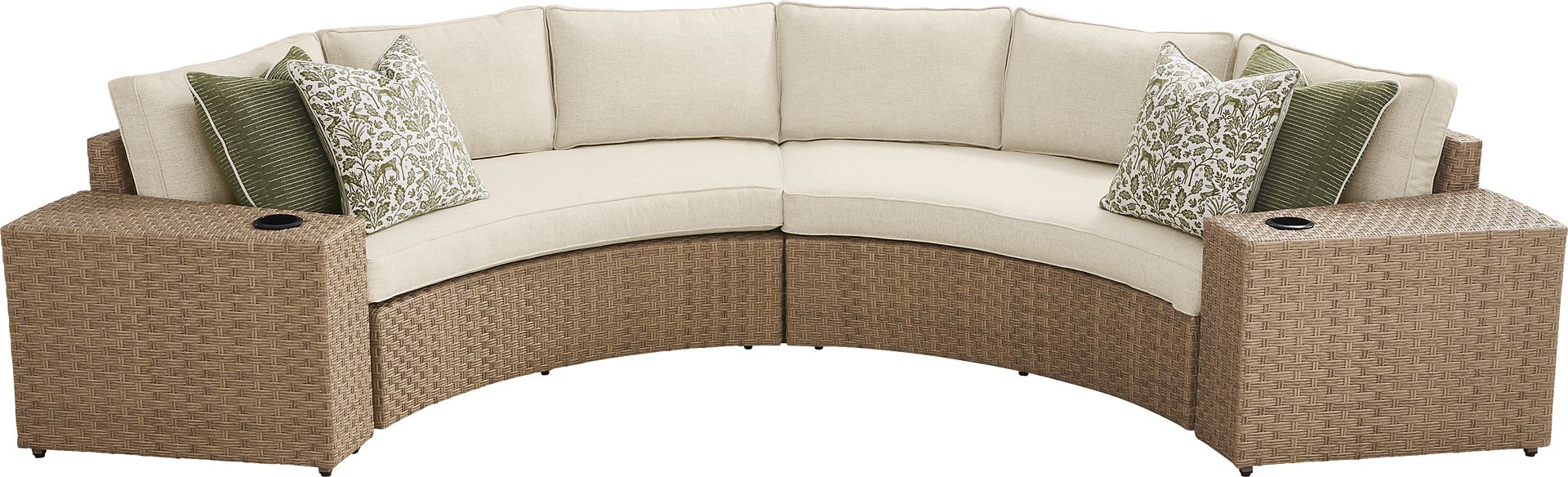 Rialto II Natural 4 Pc Curved Outdoor Sectional with Sand Cushions - Image 3