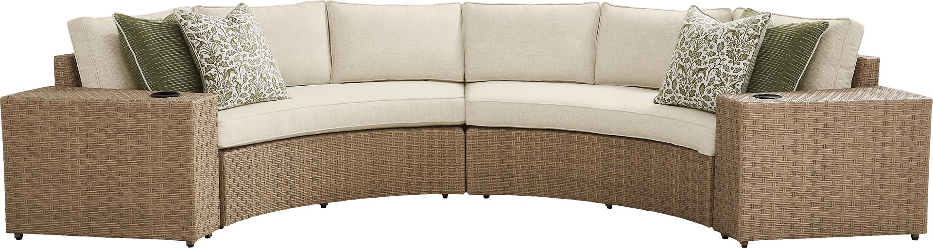 Rialto II Natural 4 Pc Curved Outdoor Sectional with Sand Cushions - Image 1