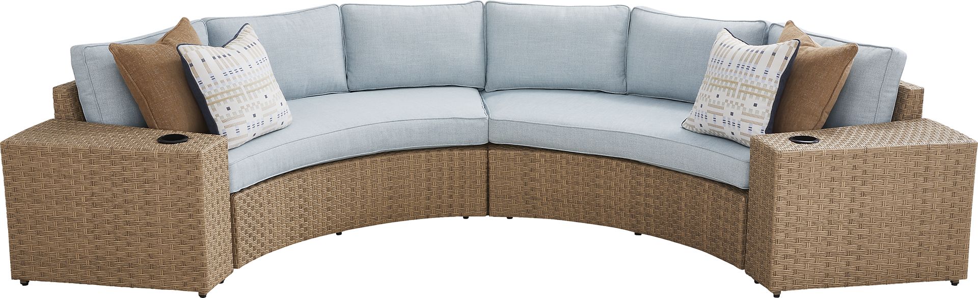 Rialto II Natural 4 Pc Curved Outdoor Sectional with Sky Cushions - Image 3