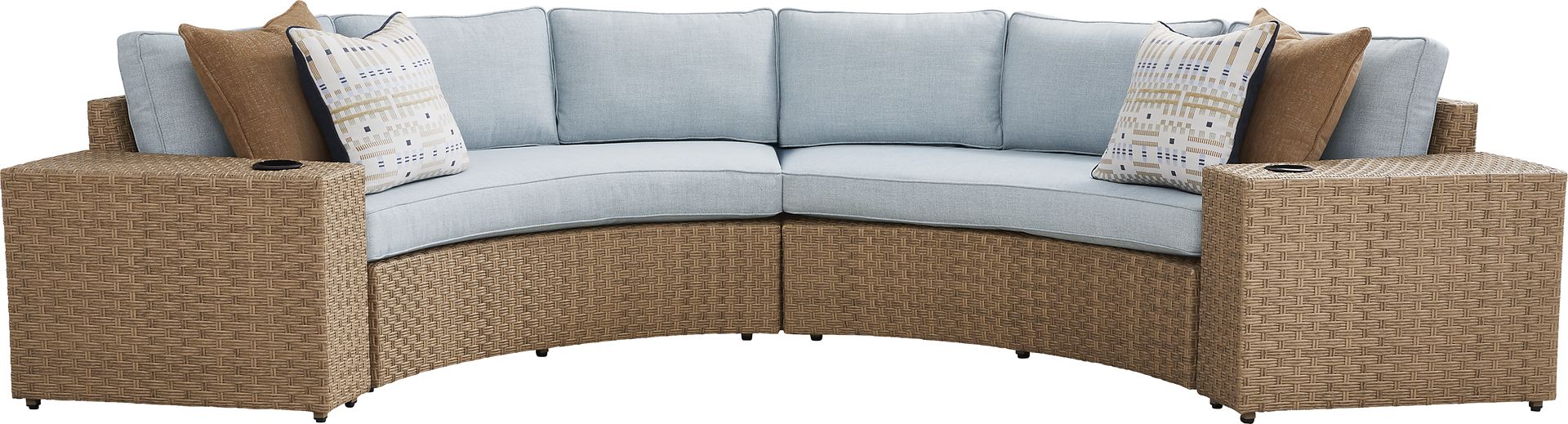 Rialto II Natural 4 Pc Curved Outdoor Sectional with Sky Cushions - Image 1