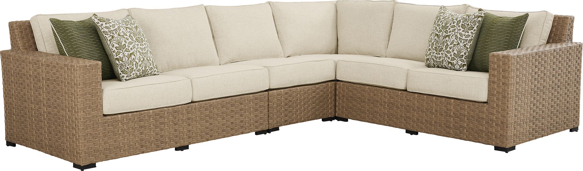 Rialto II Natural 4 Pc Outdoor Sectional with Sand Cushions - Image 1