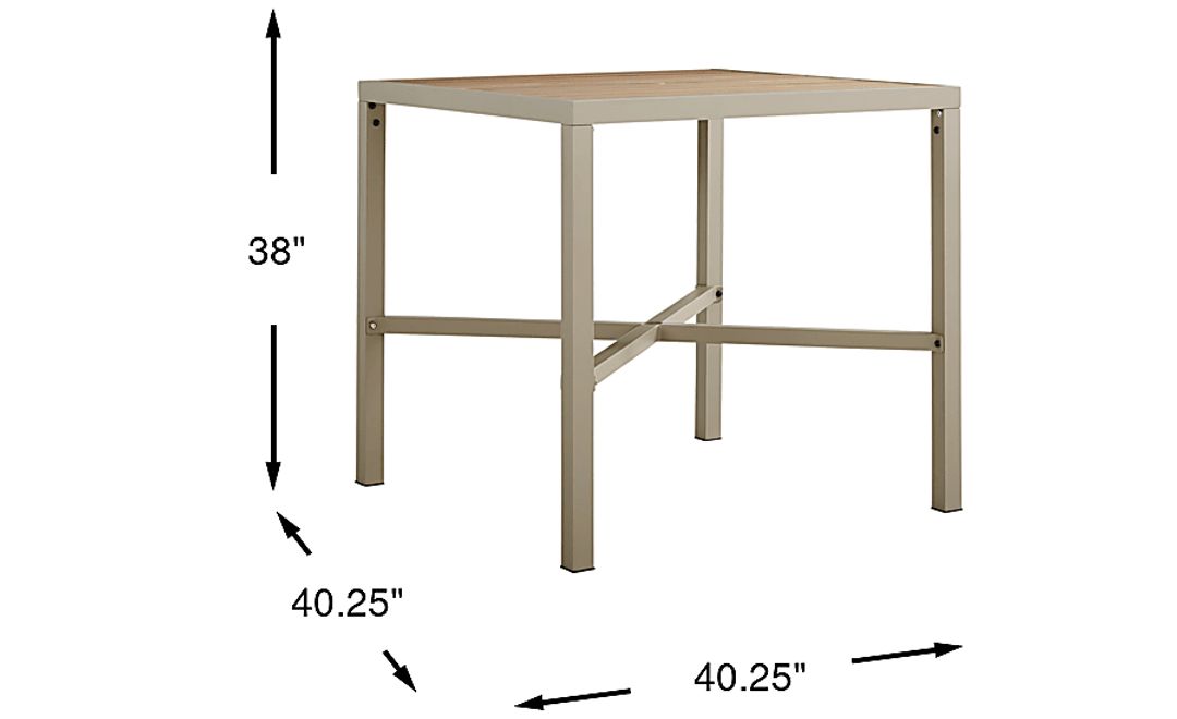 Rialto II Natural 40 in. Square Bar Height Outdoor Dining Table
