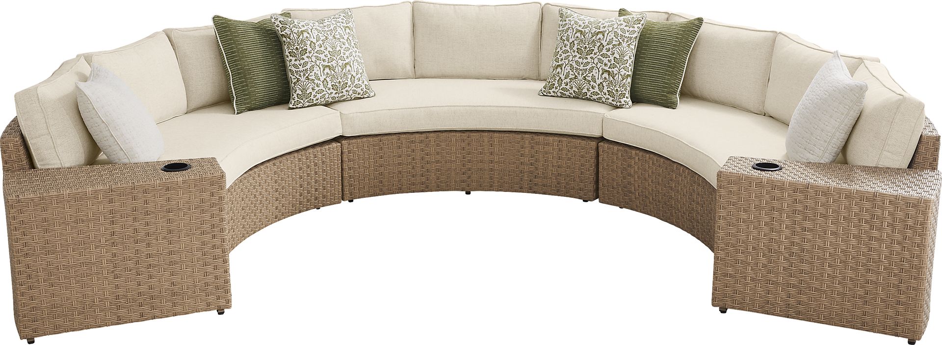 Rialto II Natural 5 Pc Curved Outdoor Sectional with Sand Cushions - Image 3