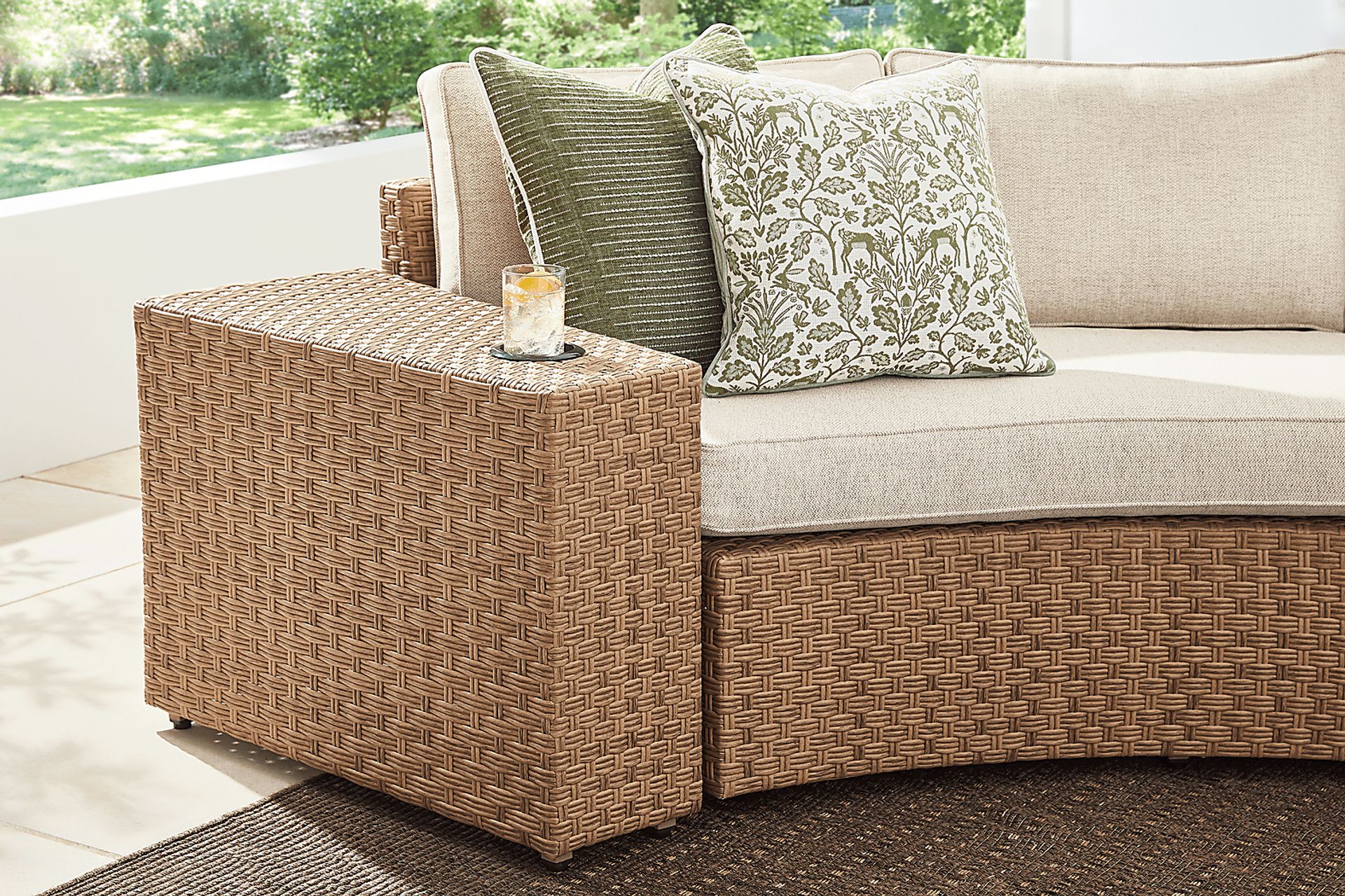Rialto II Natural 5 Pc Curved Outdoor Sectional with Sand Cushions - Image 4