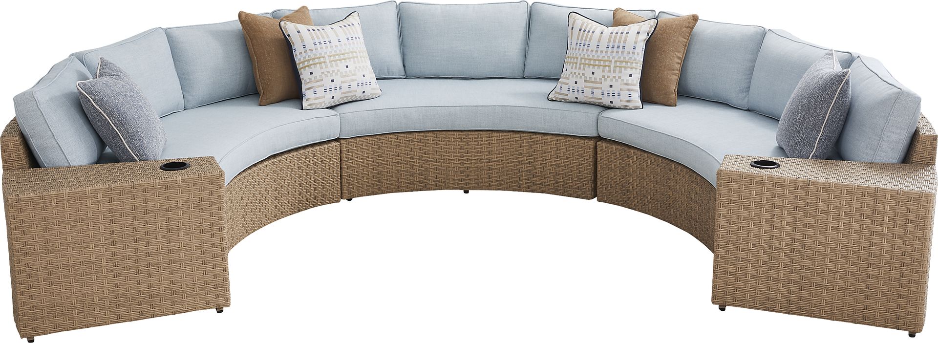 Rialto II Natural 5 Pc Curved Outdoor Sectional with Sky Cushions - Image 3