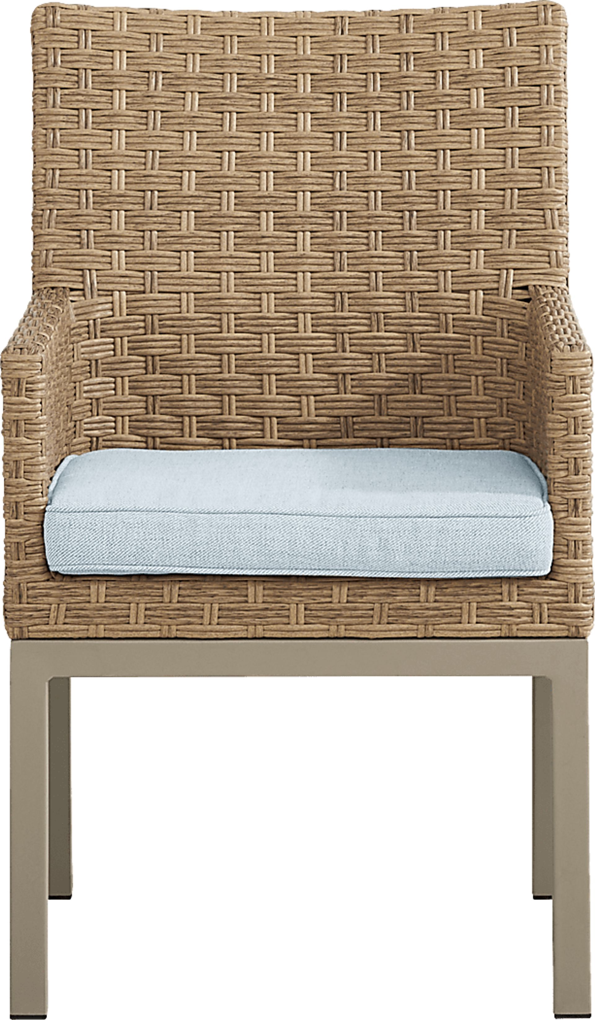 Rialto II Natural Outdoor Arm Chair with Sky Cushion - Image 2