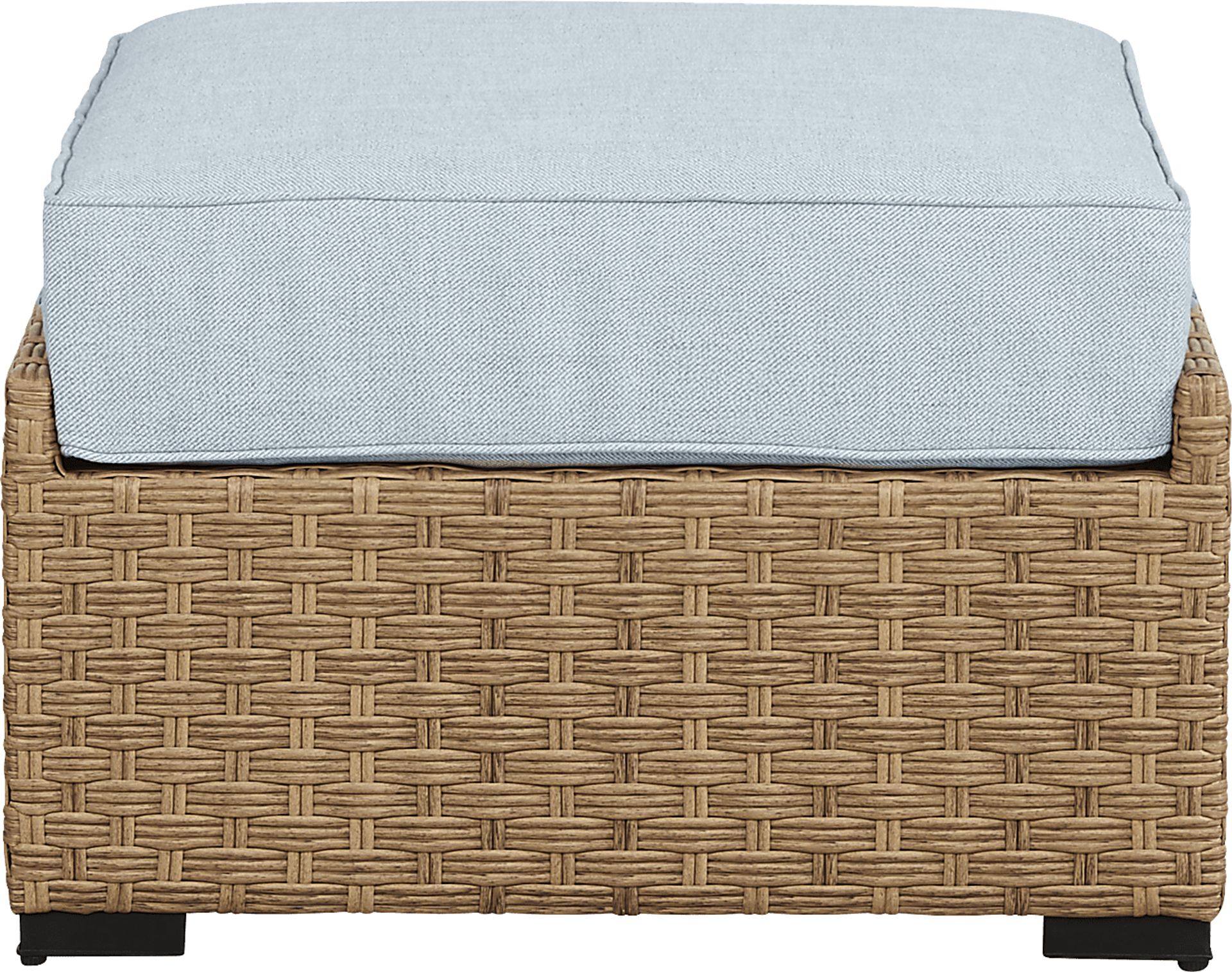 Rialto II Natural Outdoor Ottoman with Sky Cushion - Image 2