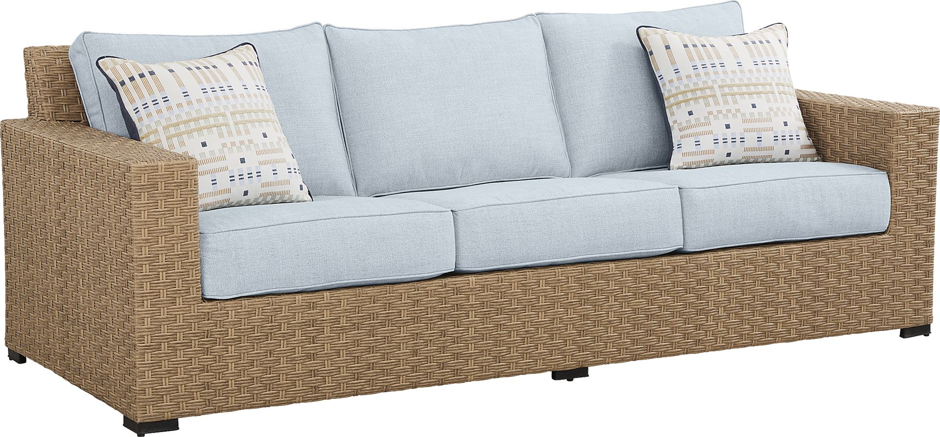 Rialto II Natural Outdoor Sofa with Sky Cushions - Image 2
