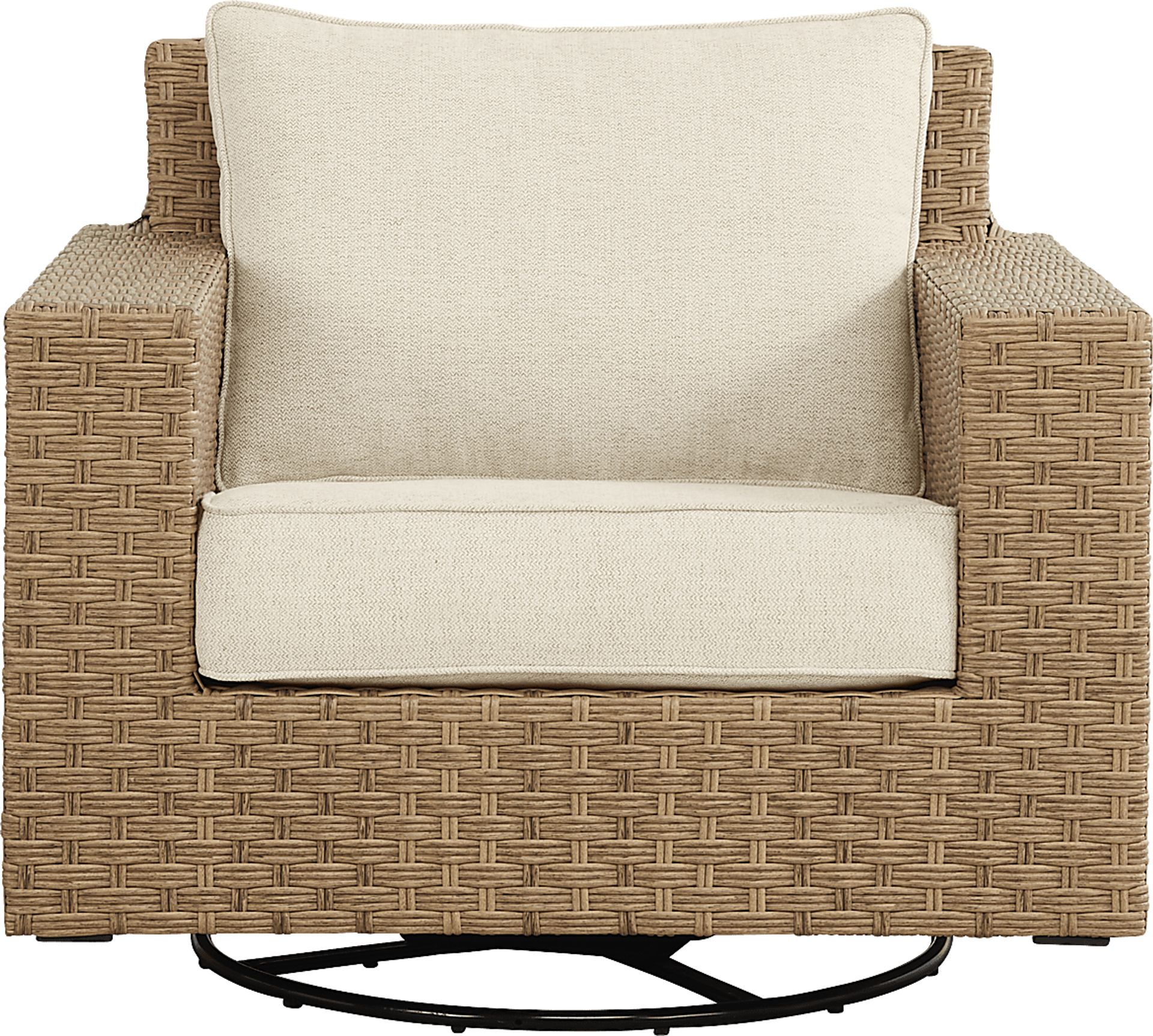 Rialto II Natural Outdoor Swivel Glider with Sand Cushions - Image 2