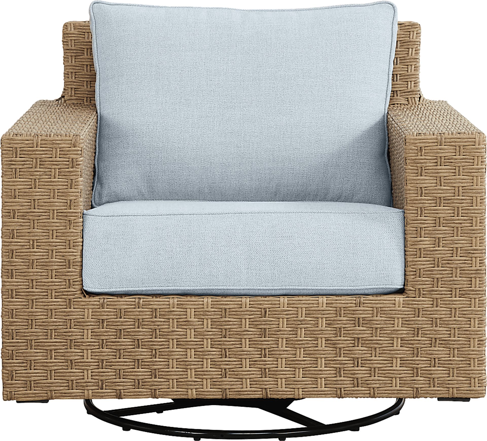 Rialto II Natural Outdoor Swivel Glider with Sky Cushions - Image 2