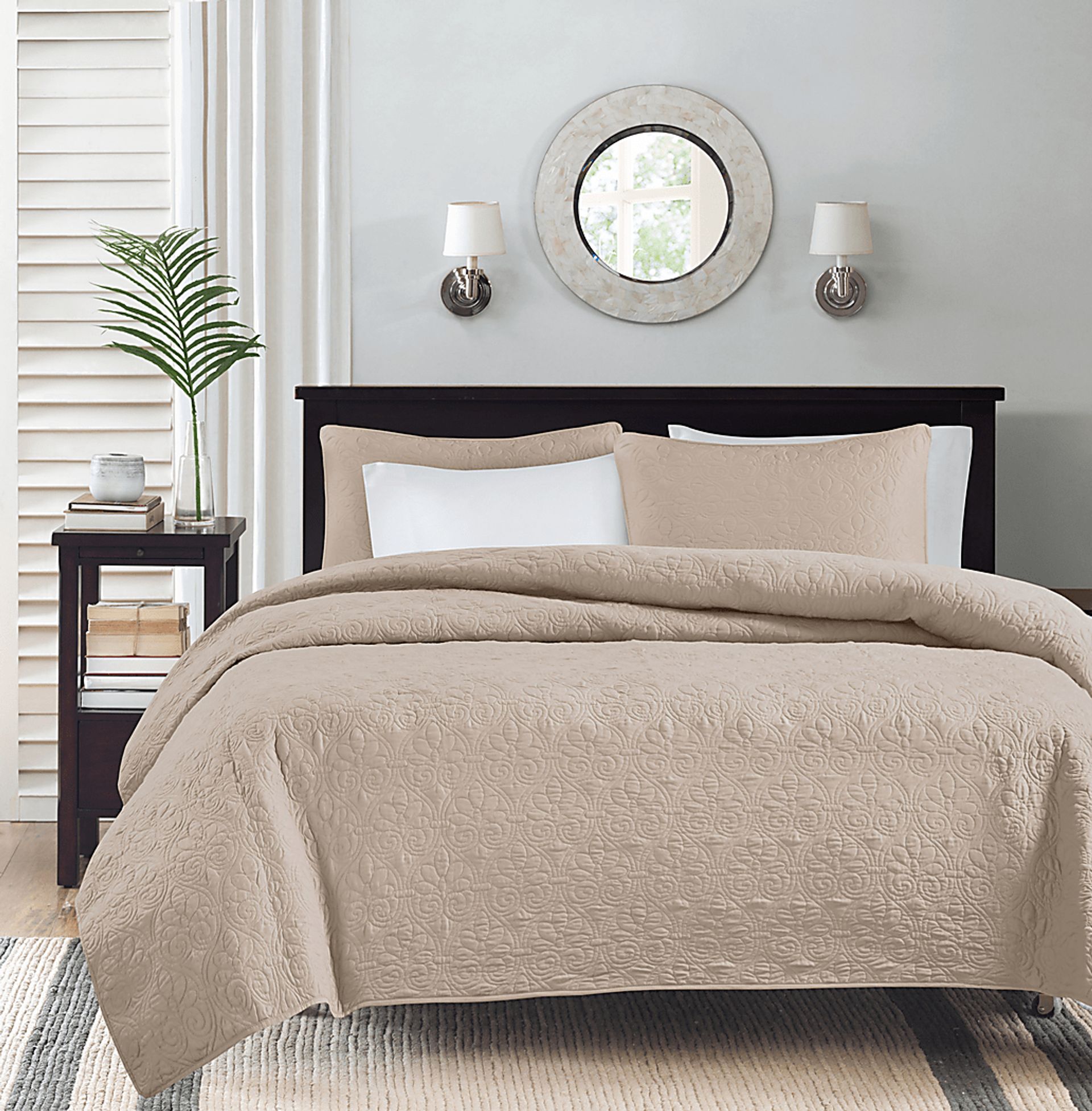 Riaz Khaki 3 Pc Queen Coverlet Set - Image 1