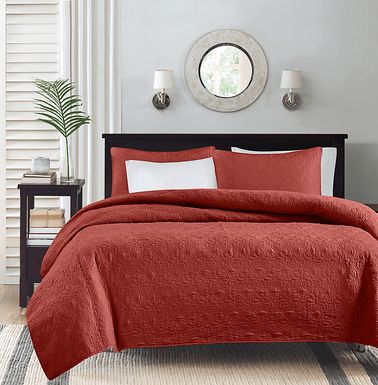 Riaz Red 3 Pc King Coverlet Set