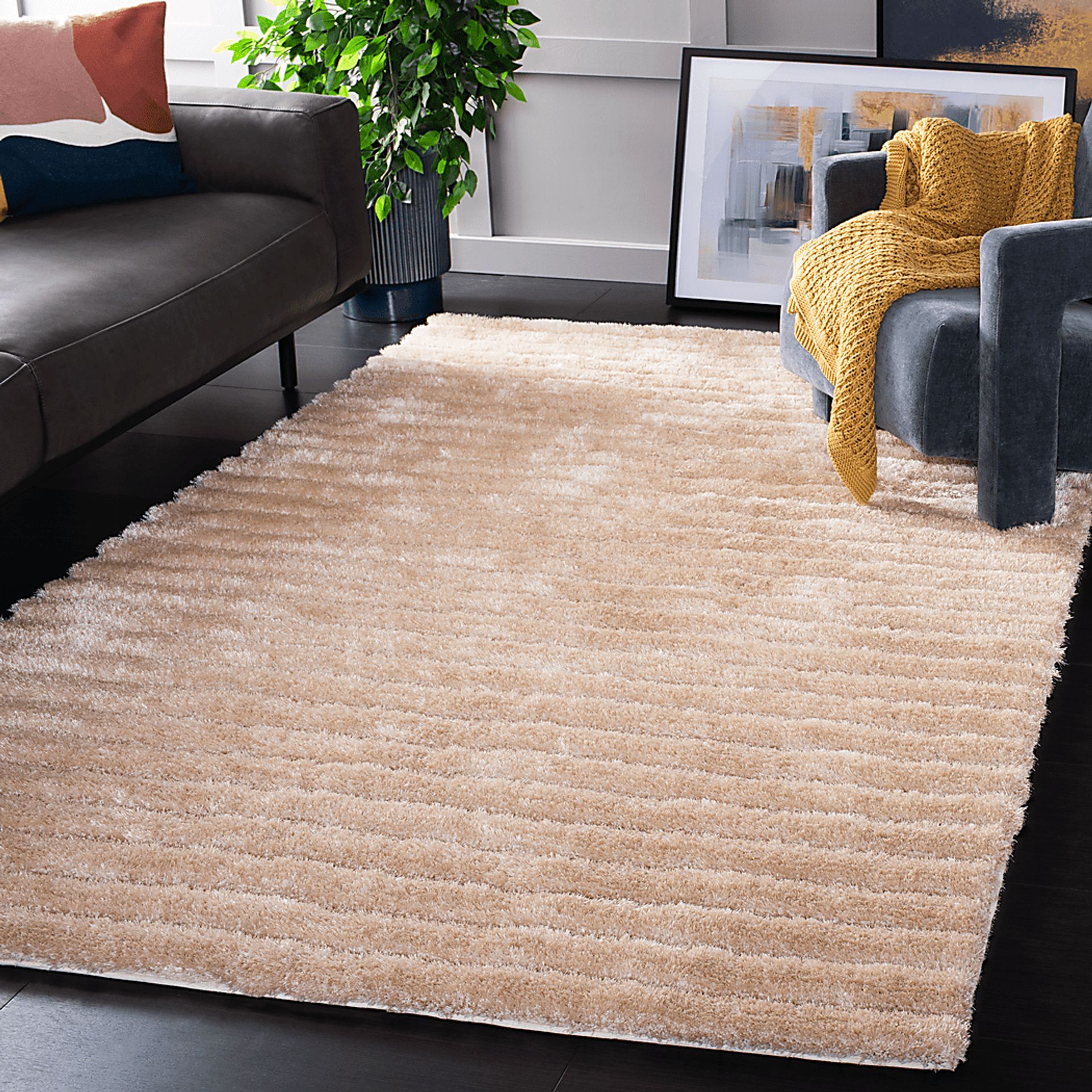Rib-Shag Champagne 5' x 8' Rug - Image 2
