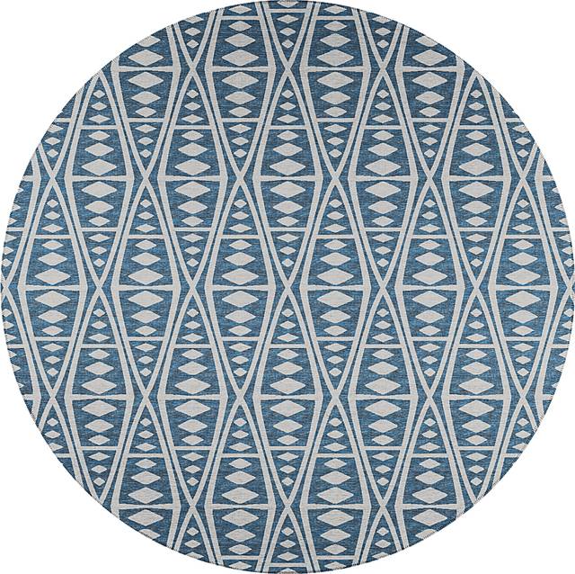 Richfield Blue 10' Round Indoor/Outdoor Rug - Thumbnail - Image 1