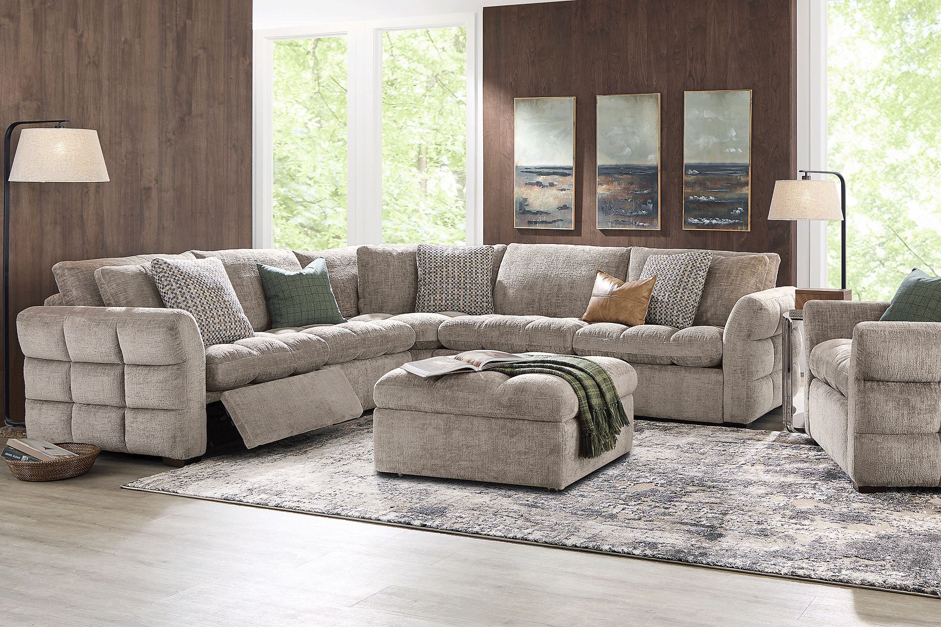 Richland Gray 5 Pc Power Reclining Sectional - Image 2