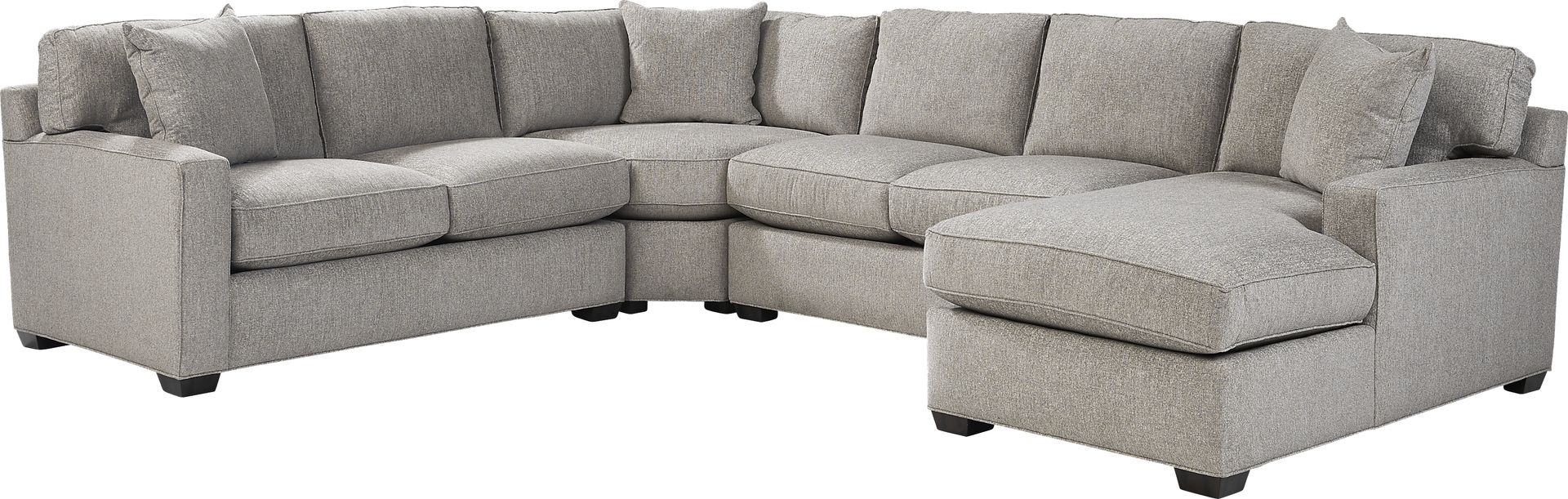 Richmond Hill Dove Gray Chenille Fabric 4 Pc Right Arm Chaise Sleeper