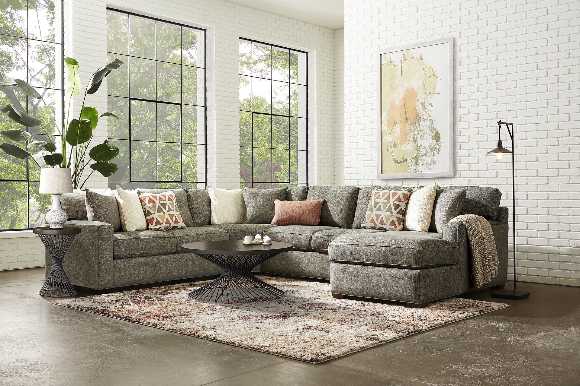 Richmond Hill Gray 7 Pc Sectional Living Room - Image 1