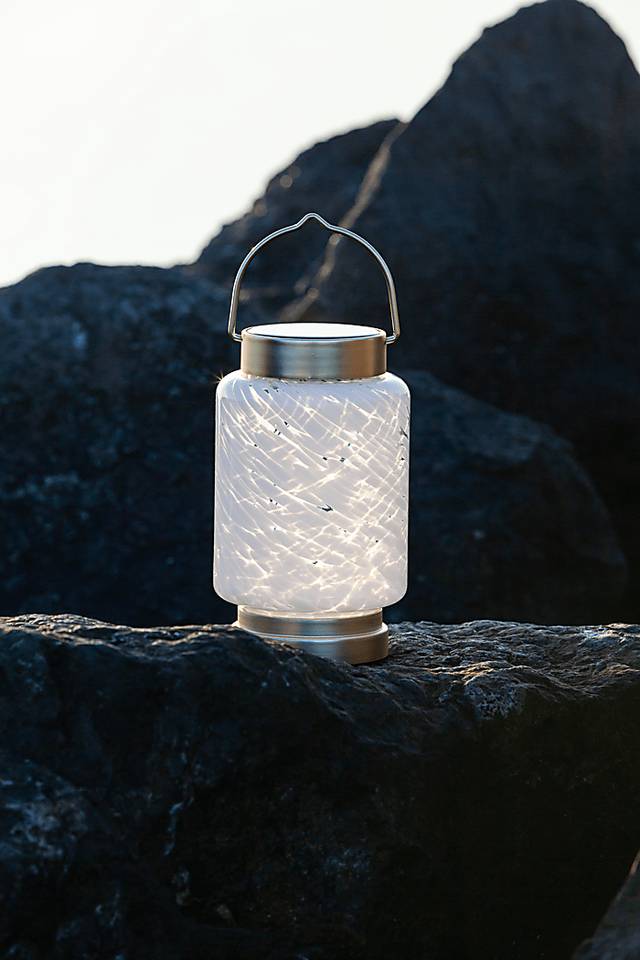 Ricon Isle Outdoor White Solar Lantern - Thumbnail - Image 2