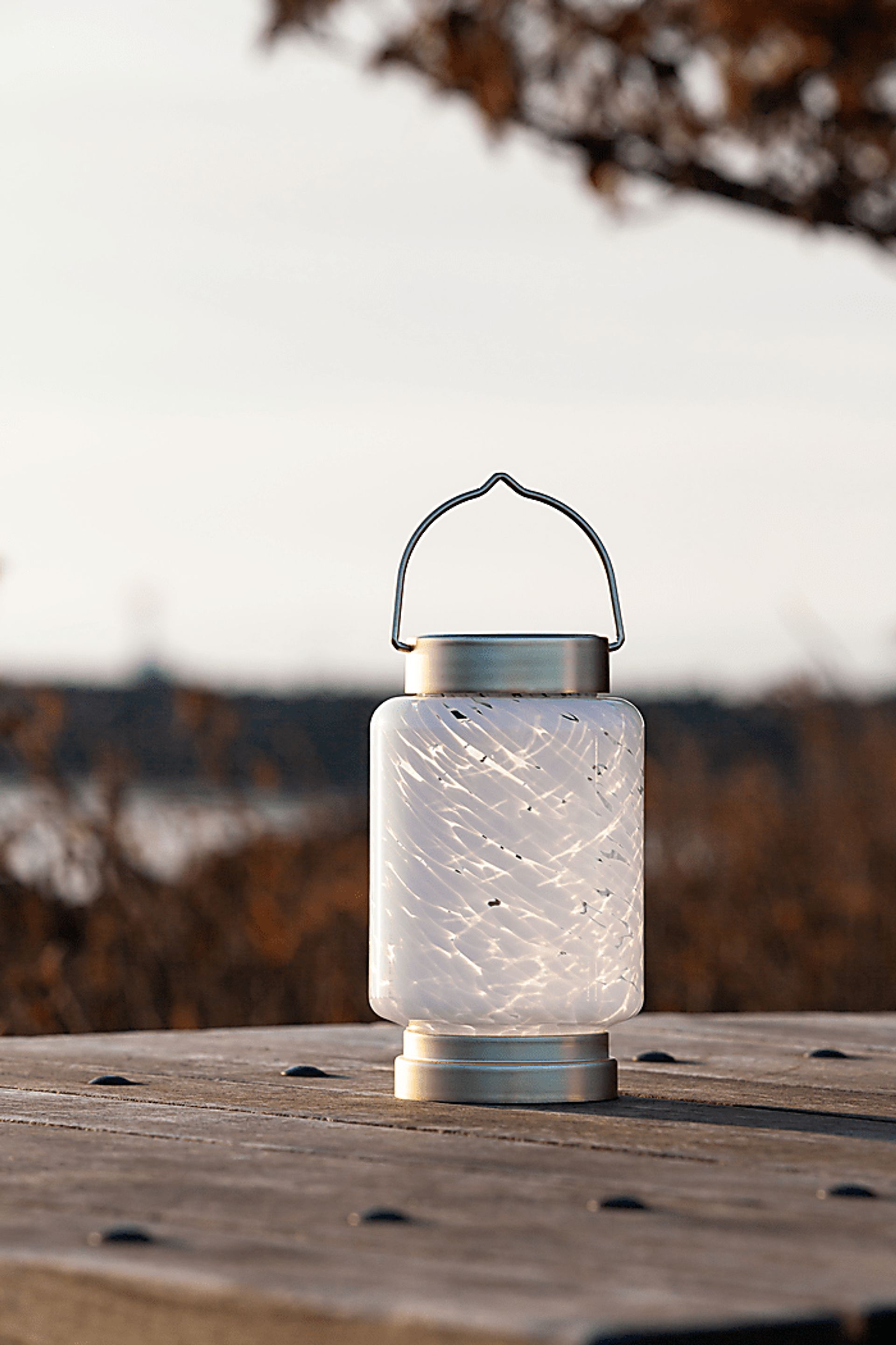 Ricon Isle Outdoor White Solar Lantern - Image 4