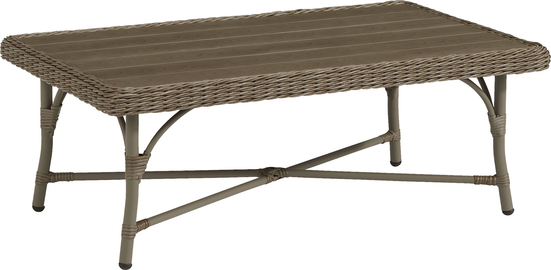 Ridgecrest Brown 4 Pc Outdoor Sofa Seating Set with Seafoam Cushions - Image 7