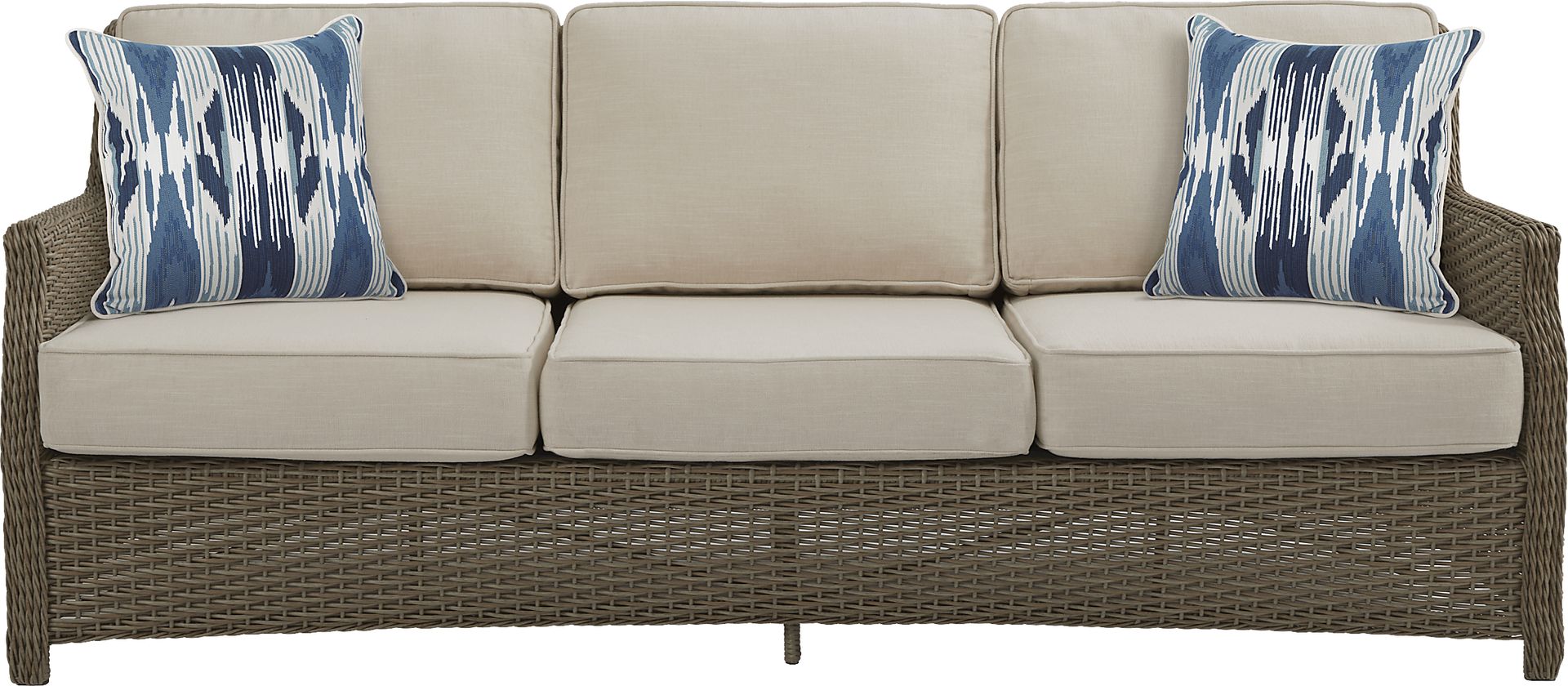 Ridgecrest Gray 4 pc Outdoor Sofa Seating Set With Parchment Cushions - Image 2