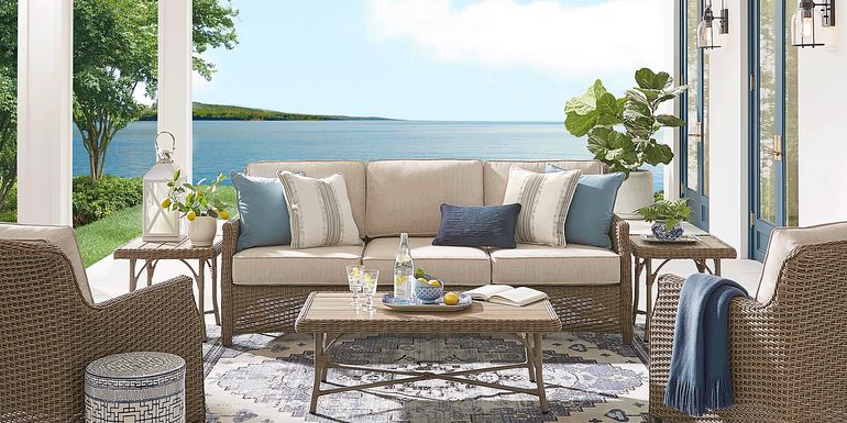 Ridgecrest Gray 4 Pc Outdoor Sofa Seating Set with Pebble Cushions