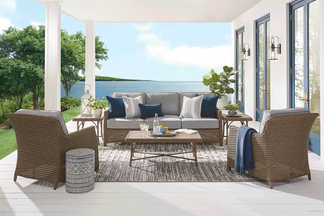 Ridgecrest Brown Outdoor Sofa with Slate Cushions - Thumbnail - Image 2