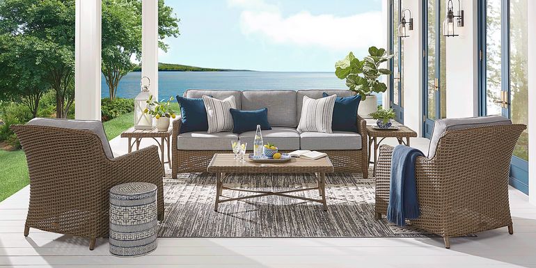 Ridgecrest Gray 4 Pc Outdoor Sofa Seating Set with Slate Cushions