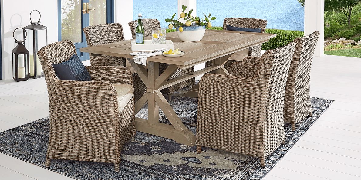 Ridgecrest Brown 5 Pc Outdoor Dining Set with Parchment Cushions