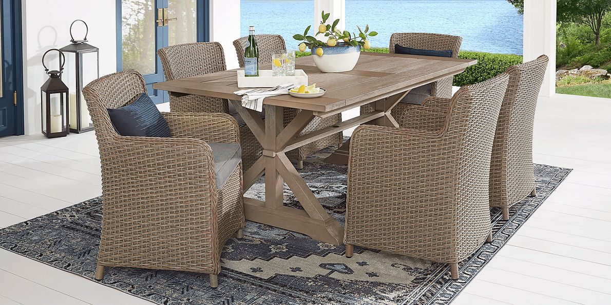 Ridgecrest Brown 5 Pc Outdoor Dining Set with Slate Cushions
