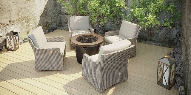 Ridgecrest Gray 5 Pc Outdoor Fire Pit Set - Thumbnail - Image 3